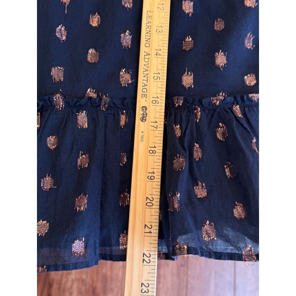 J. Crew 2-Piece Set Navy & Rose Gold Metallic Polka Dot Skirt & Top Sz M EUC - Picture 14 of 15